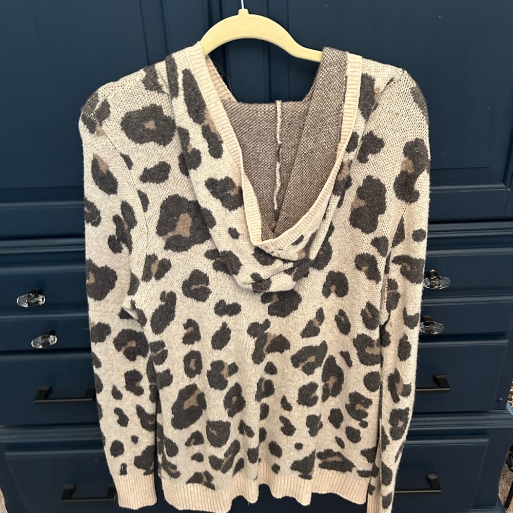 LOFT Cream and Black Leopard Print Sweater - Picture 3 of 4